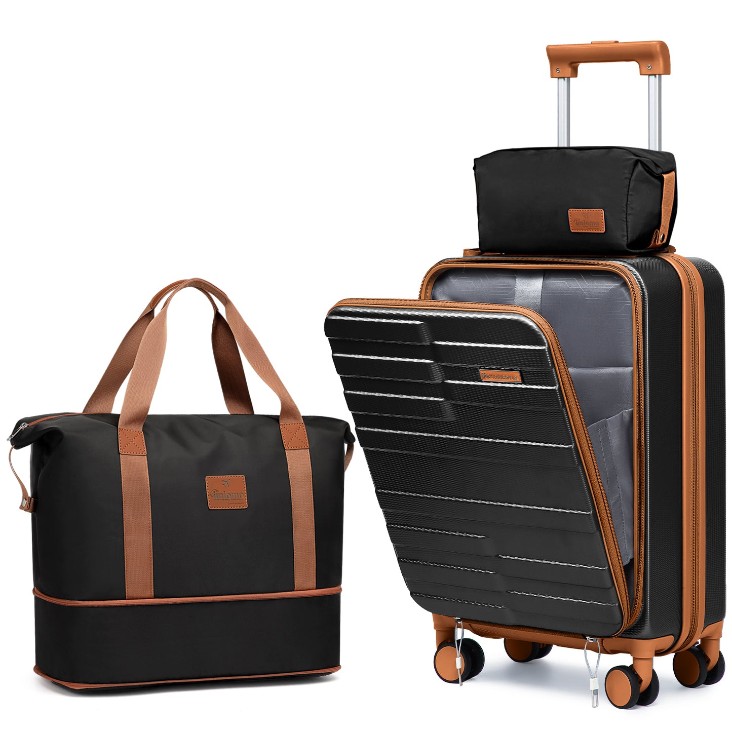 Melalenia 3-Piece Front Opening Cover Carry-on Luggage Side Hooks TSA Lock Spinner Wheels YKK Zippers