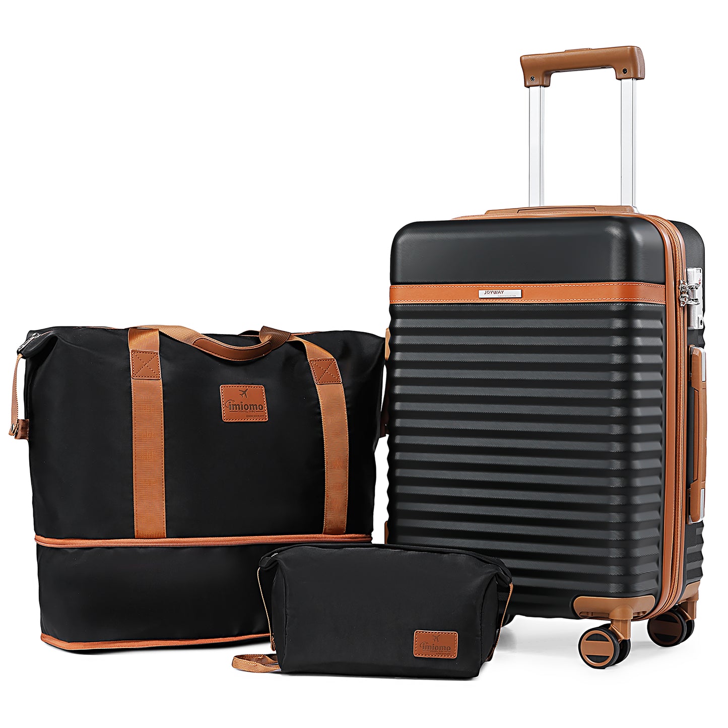 black 20in Expandable Carry-on Luggage 3 Pieces Set