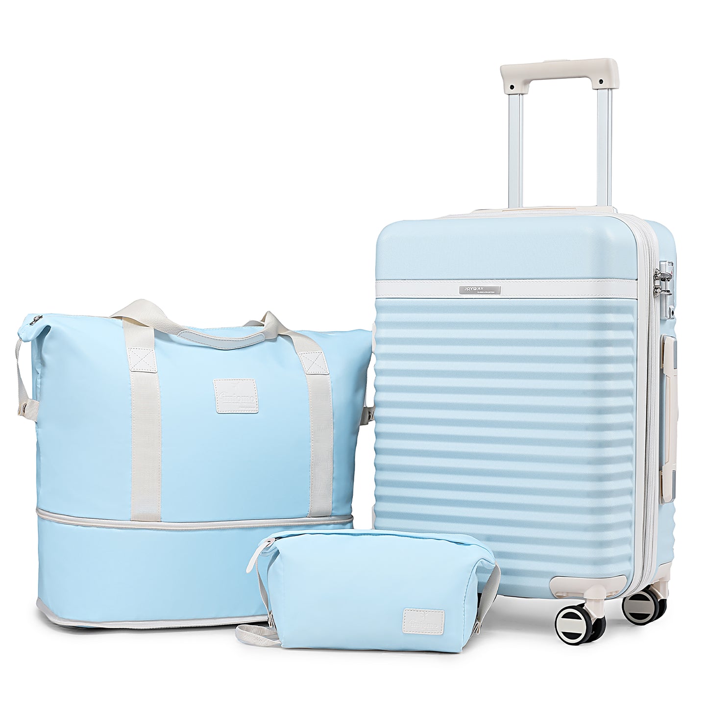 blue 20in Expandable Carry-on Luggage 3 Pieces Set