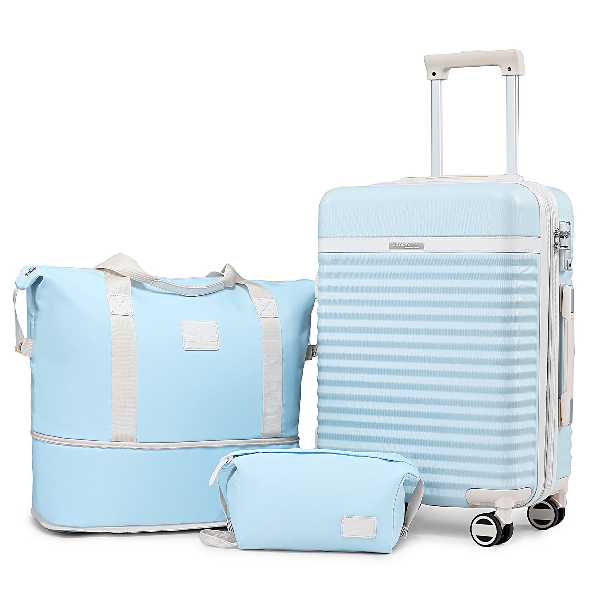 blue 20in Expandable Carry-on Luggage 3 Pieces Set