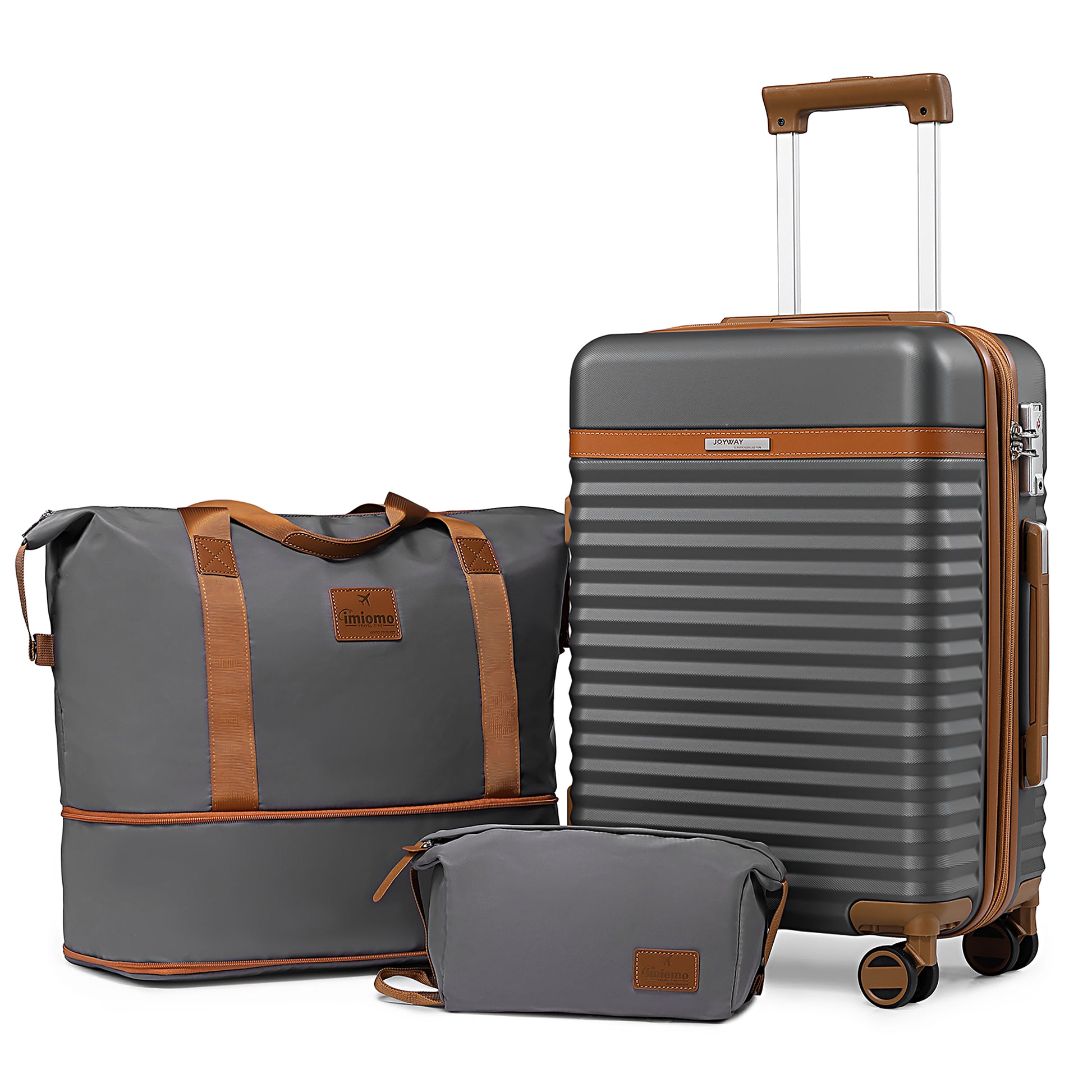 grey 20in Expandable Carry-on Luggage 3 Pieces Set