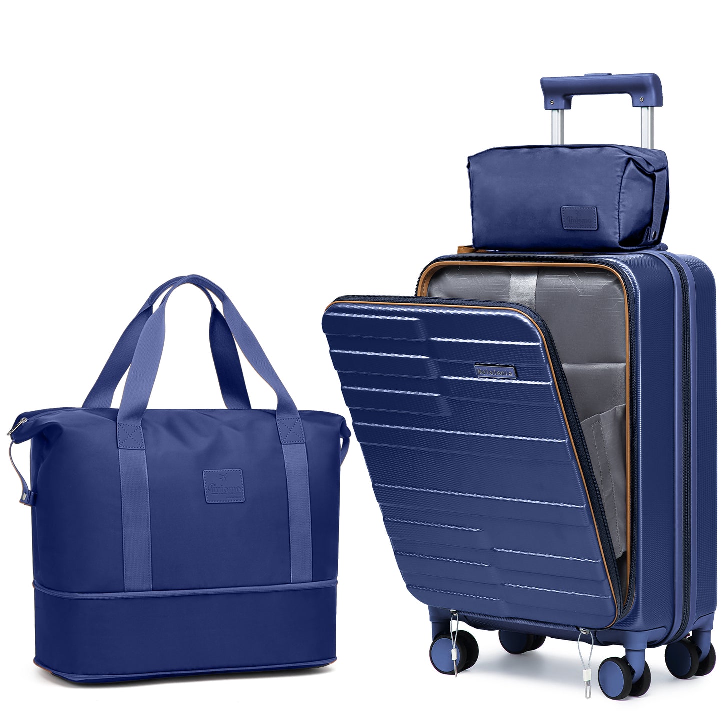 Melalenia 3-Piece Front Opening Cover Carry-on Luggage Side Hooks TSA Lock Spinner Wheels YKK Zippers