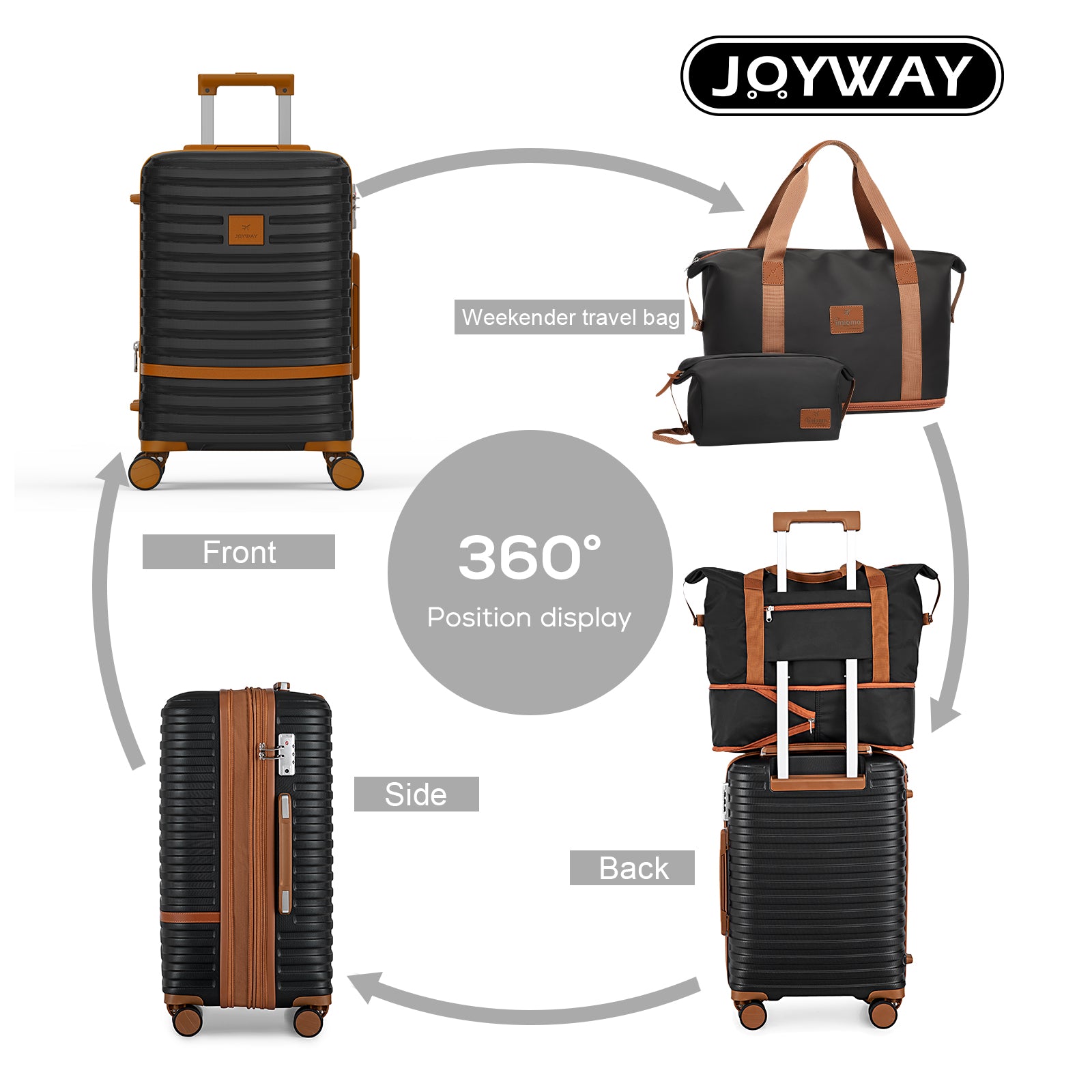 black 9 Pieces Luggage Set Hard Shell Lightweight Luggage