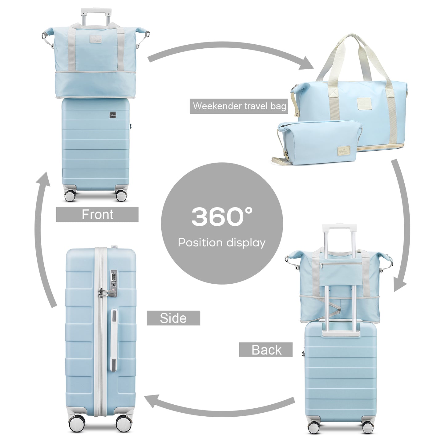 imiomo Carry on Luggage, 20 in Carry-on Suitcase with Spinner Wheels,Hardside 3PCS Set with TSA Lock