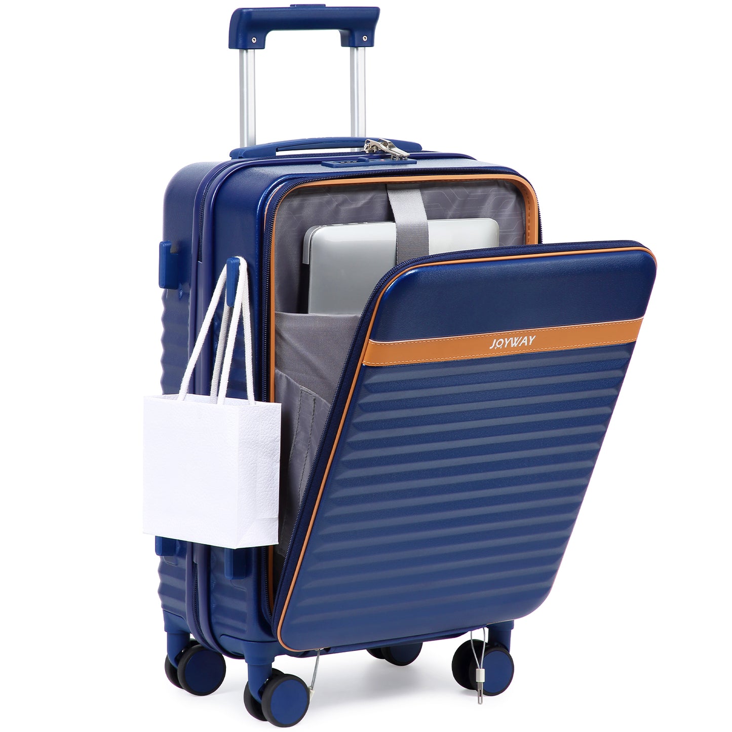 Joyway Front Opening Cover Carry-on Luggage Side Hooks TSA Lock Spinner Wheels YKK Zippers