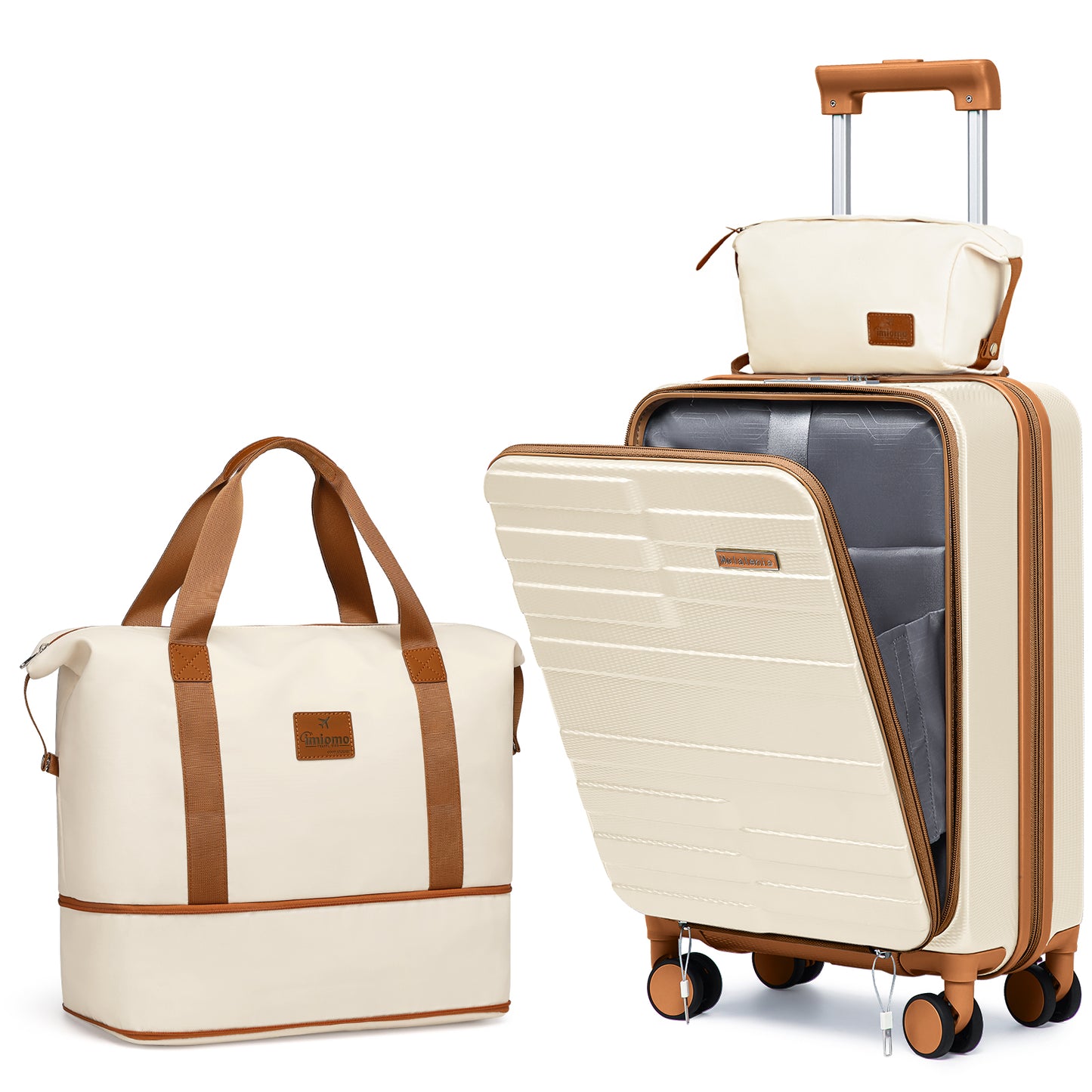 Melalenia 3-Piece Front Opening Cover Carry-on Luggage Side Hooks TSA Lock Spinner Wheels YKK Zippers