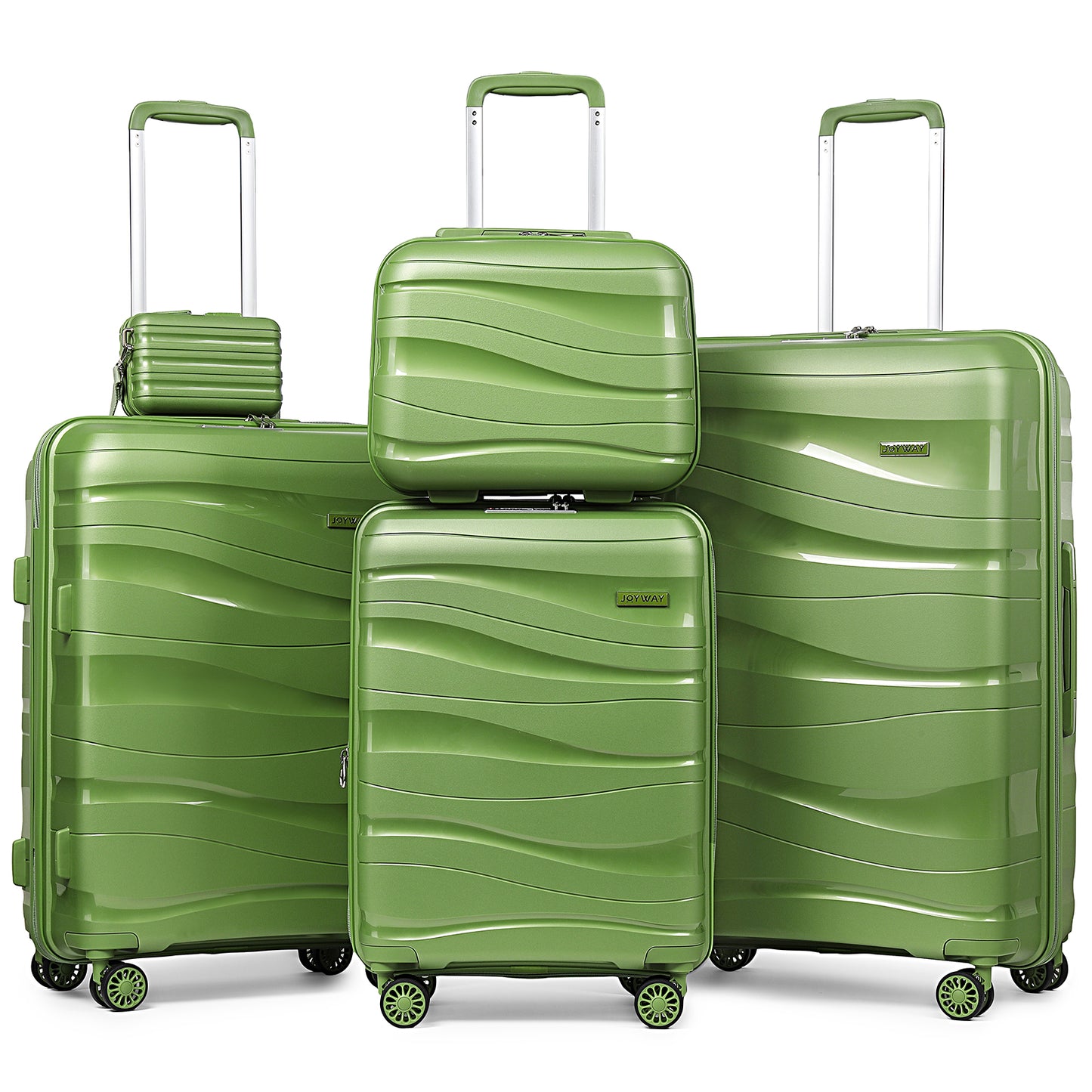 green 3 Pieces Luggage Set Expandable Hard Shell Luggage Set