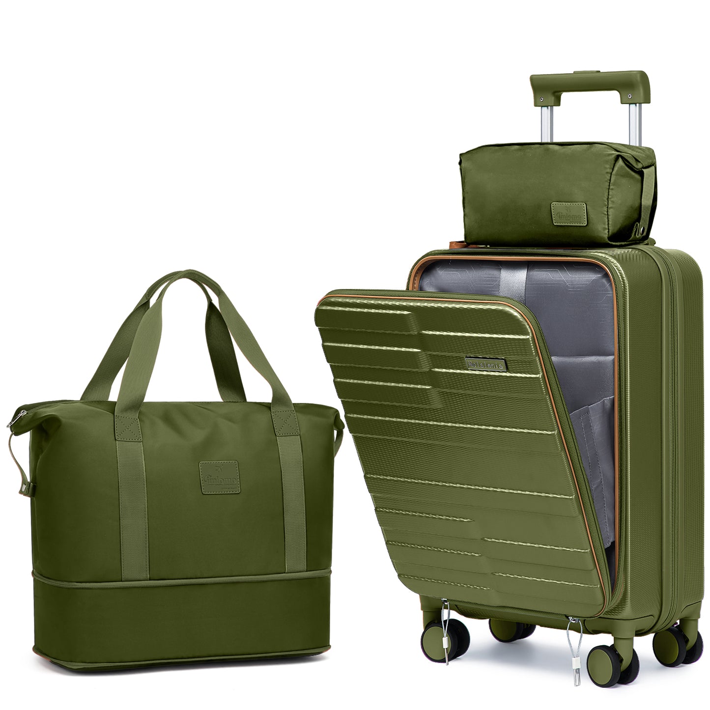 Melalenia 3-Piece Front Opening Cover Carry-on Luggage Side Hooks TSA Lock Spinner Wheels YKK Zippers