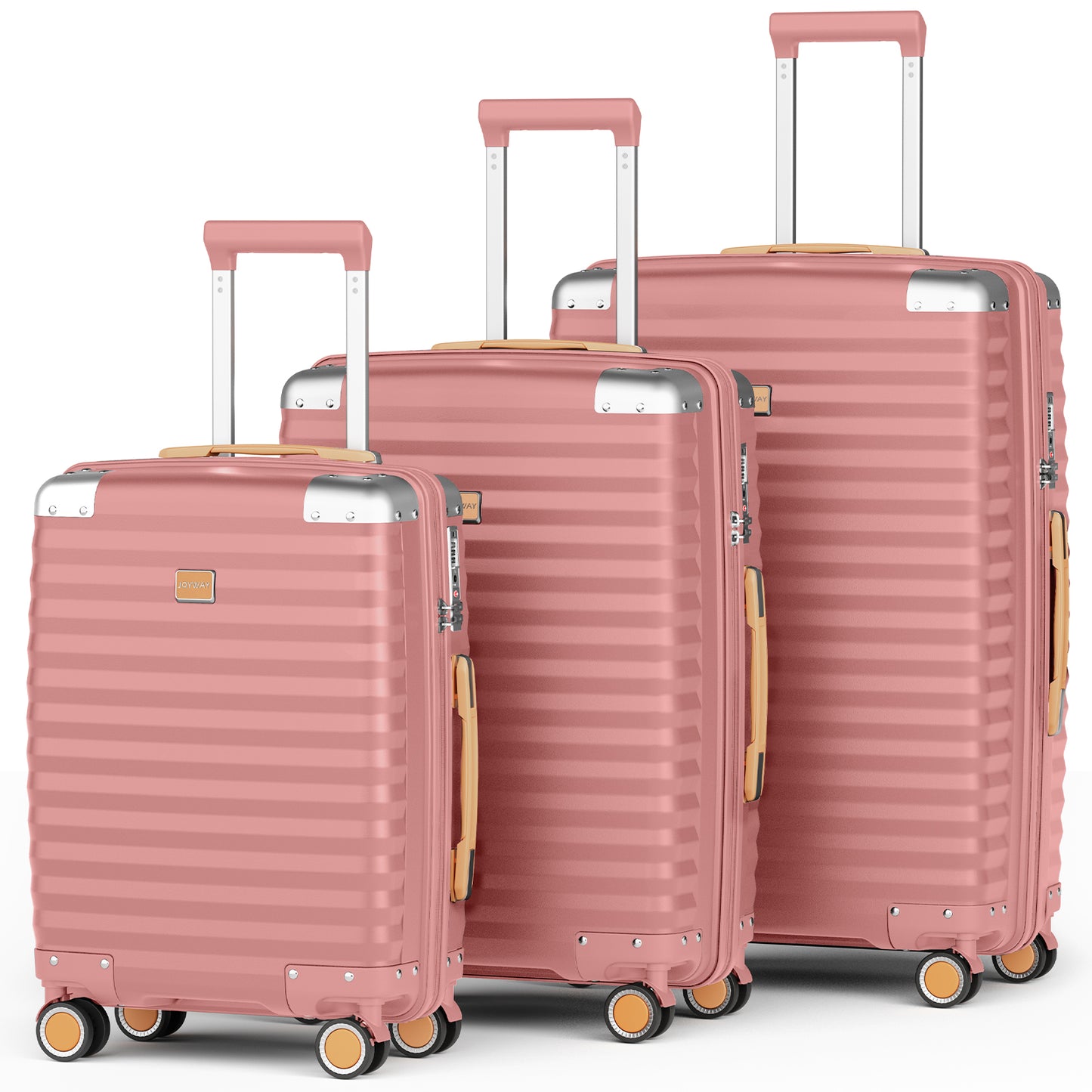 Joyway 3-piece luggage set, made of PP material, featuring a hard shell, lightweight design, and equipped with a TSA lock and swivel wheels, model TR019