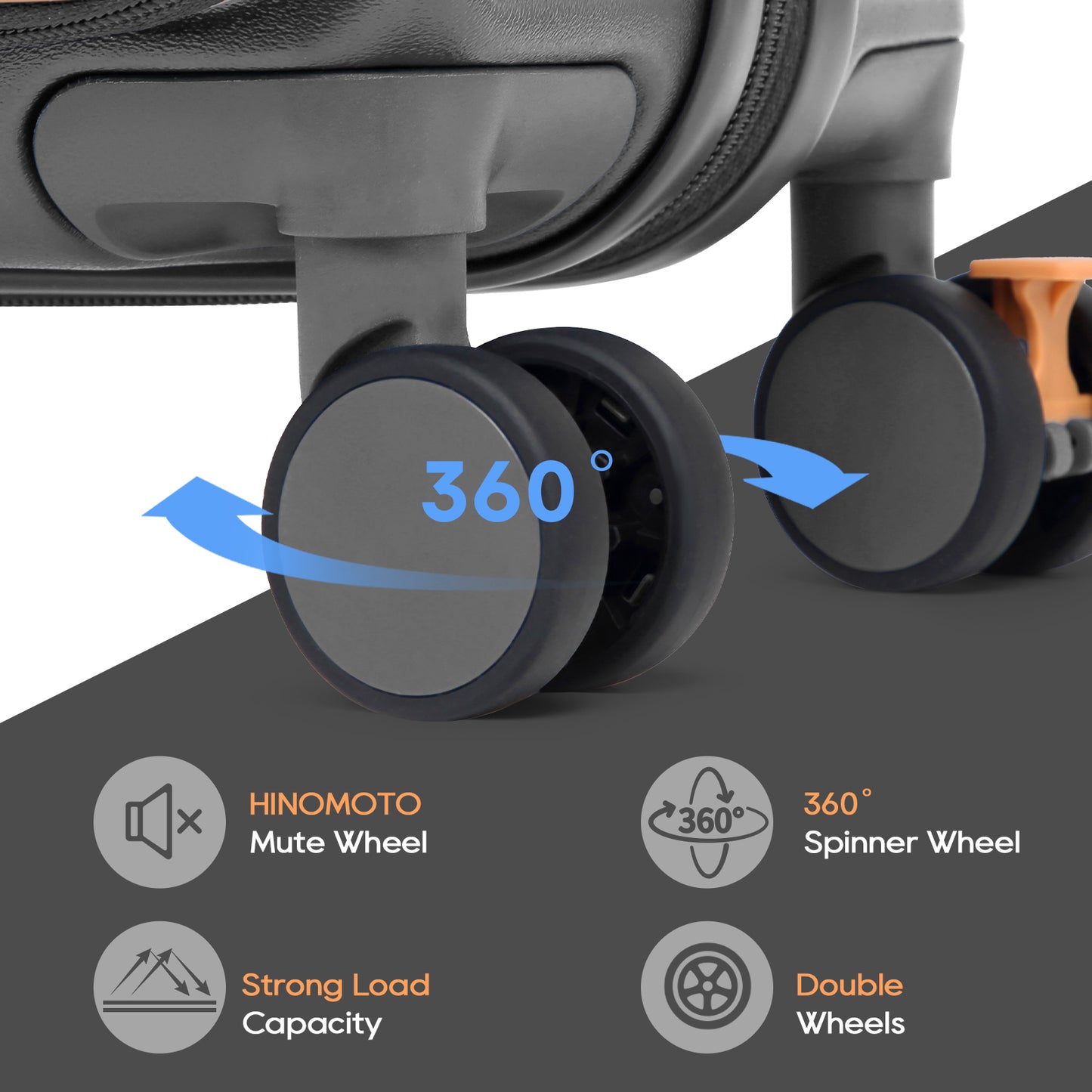 Joyway Front Opening Cover Carry-on Luggage Side Hooks TSA Lock Spinner Wheels YKK Zippers