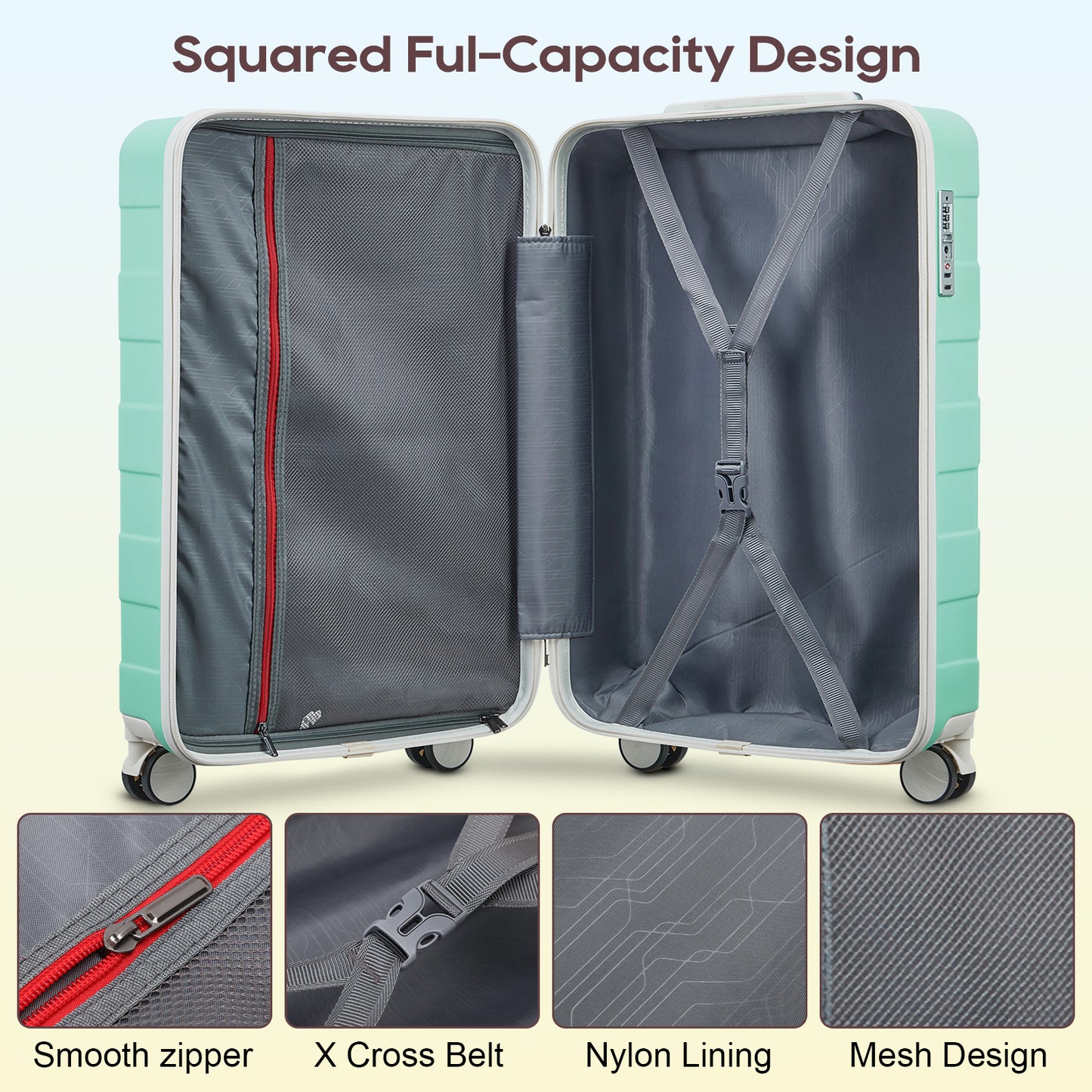imiomo Carry on Luggage, 20 in Carry-on Suitcase with Spinner Wheels,Hardside 3PCS Set with TSA Lock