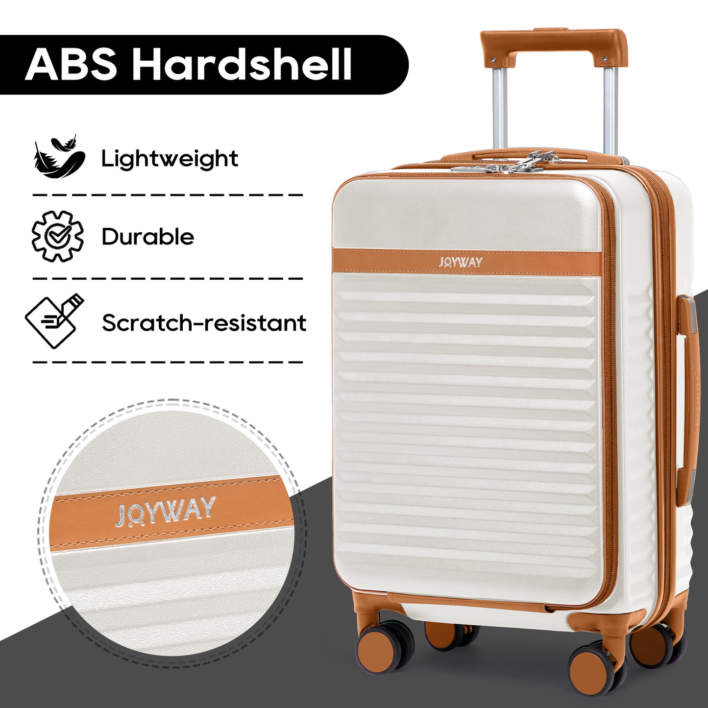 Joyway Front Opening Cover Carry-on Luggage Side Hooks TSA Lock Spinner Wheels YKK Zippers