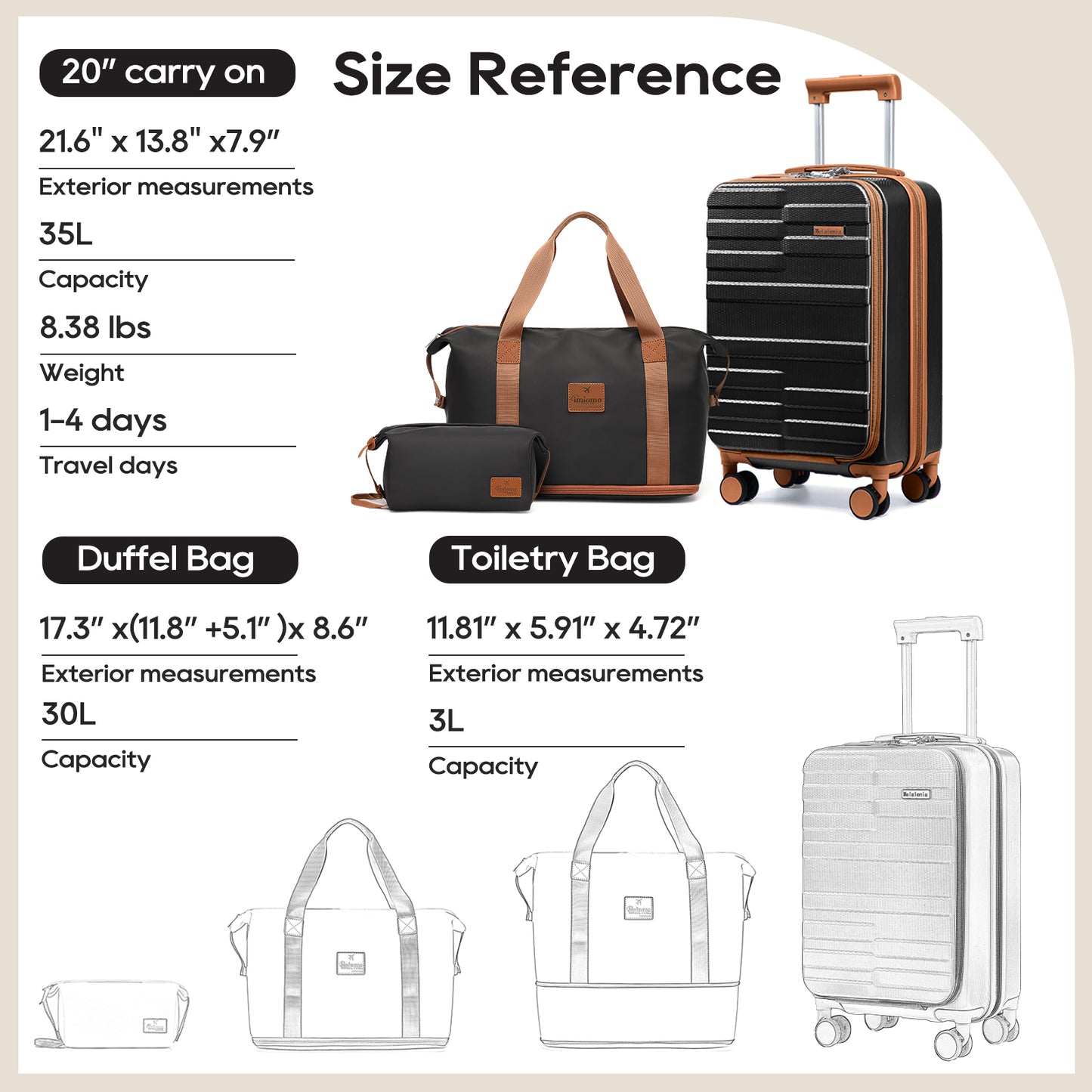 Melalenia 3-Piece Front Opening Cover Carry-on Luggage Side Hooks TSA Lock Spinner Wheels YKK Zippers
