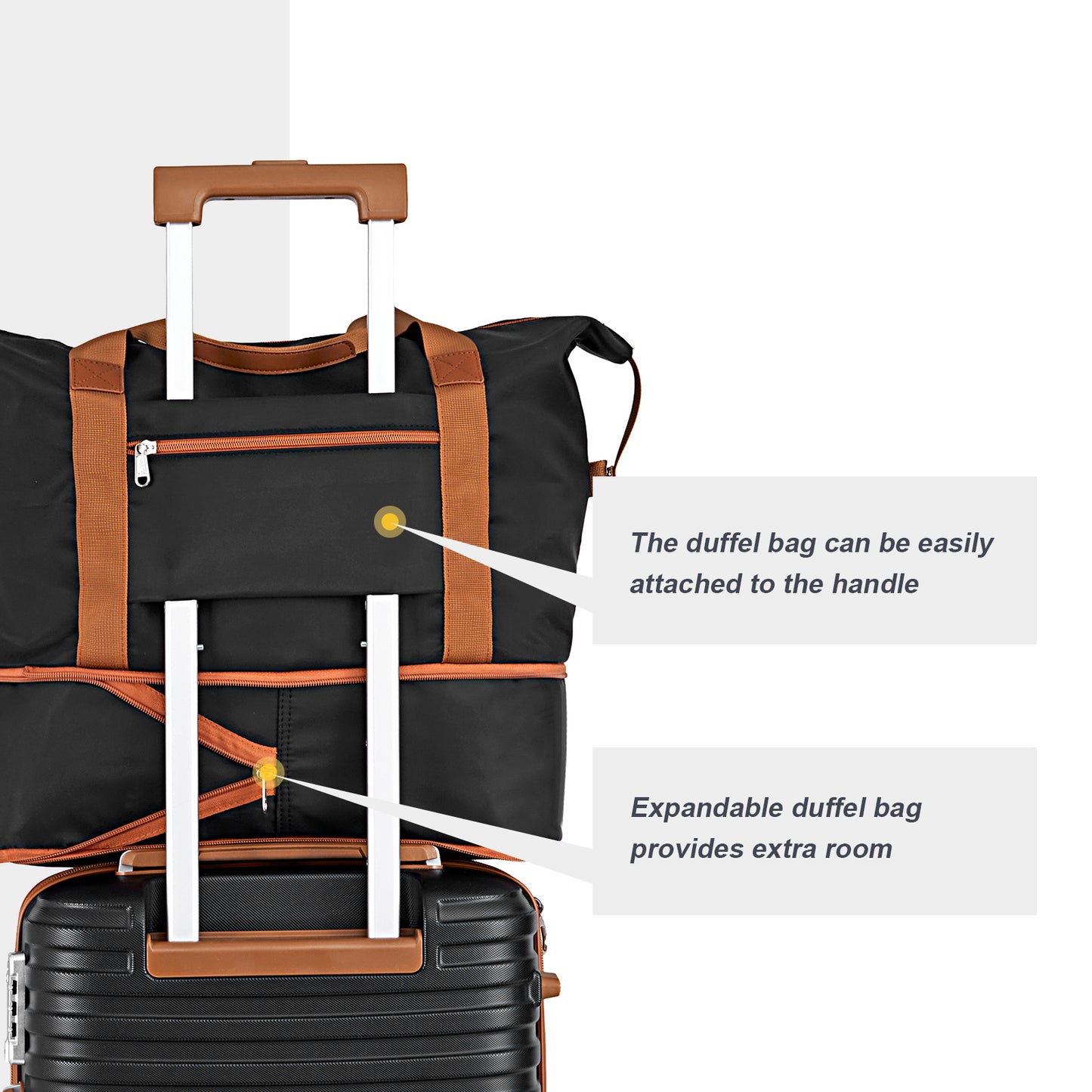 black 9 Pieces Luggage Set Hard Shell Lightweight Luggage