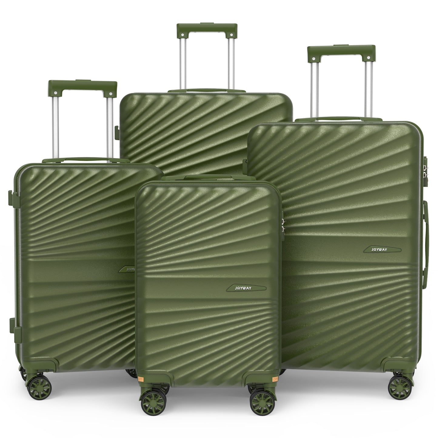 Joyway Luggage Set 4 Piece ABS Hardside Lightweight Suitcase with TSA Lock Spinner Wheels (18/20/24/28),Green-Brown