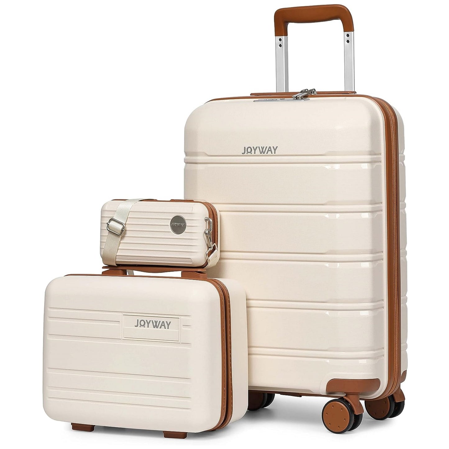 off white beige 3 Pieces Set Carry-on Luggage 20" Lightweight Luggage