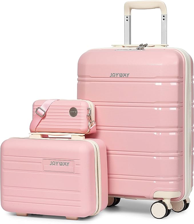 pink 3 Pieces Set Carry-on Luggage 20" Lightweight Luggage