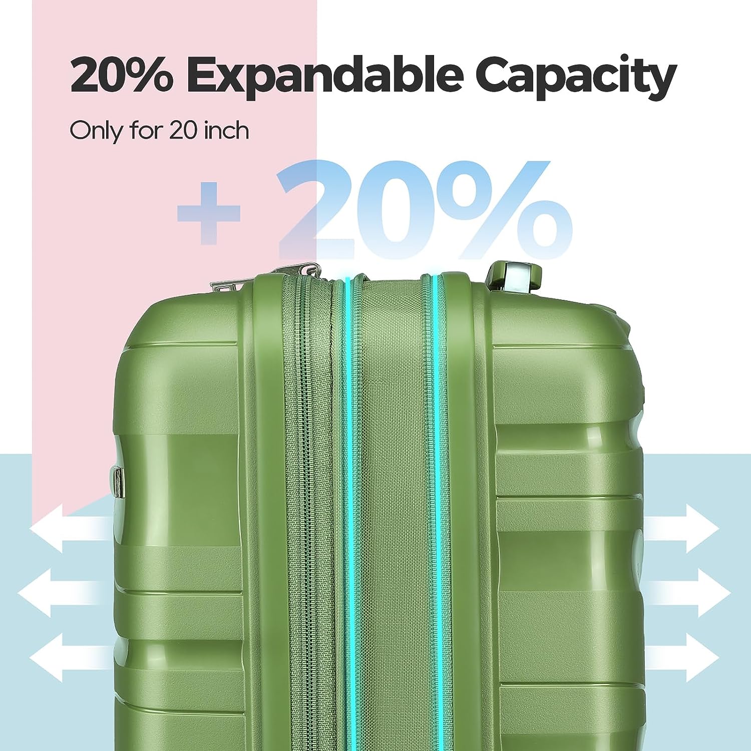 green 3 Pieces Set Luggage Carry on Luggage Set