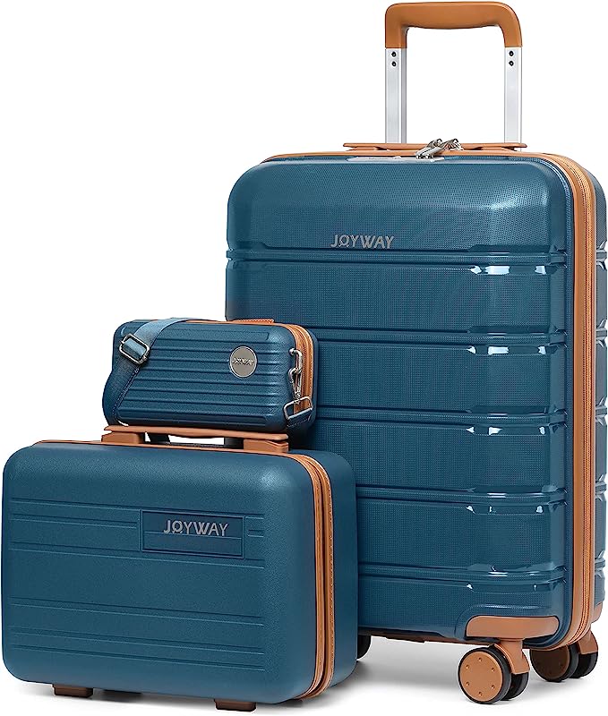 dark blue navy 3 Pieces Set Carry-on Luggage 20" Lightweight Luggage
