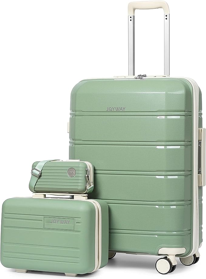 matcha green 3 Pieces Set Carry-on Luggage 20" Lightweight Luggage