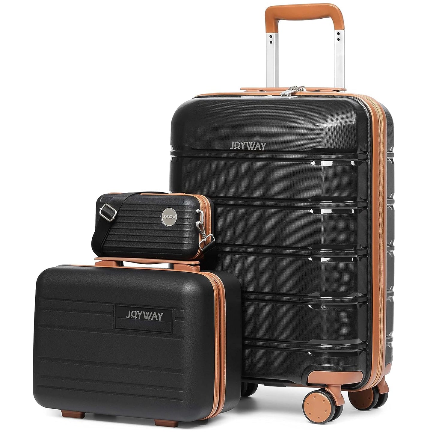 black 3 Pieces Set Carry-on Luggage 20" Lightweight Luggage