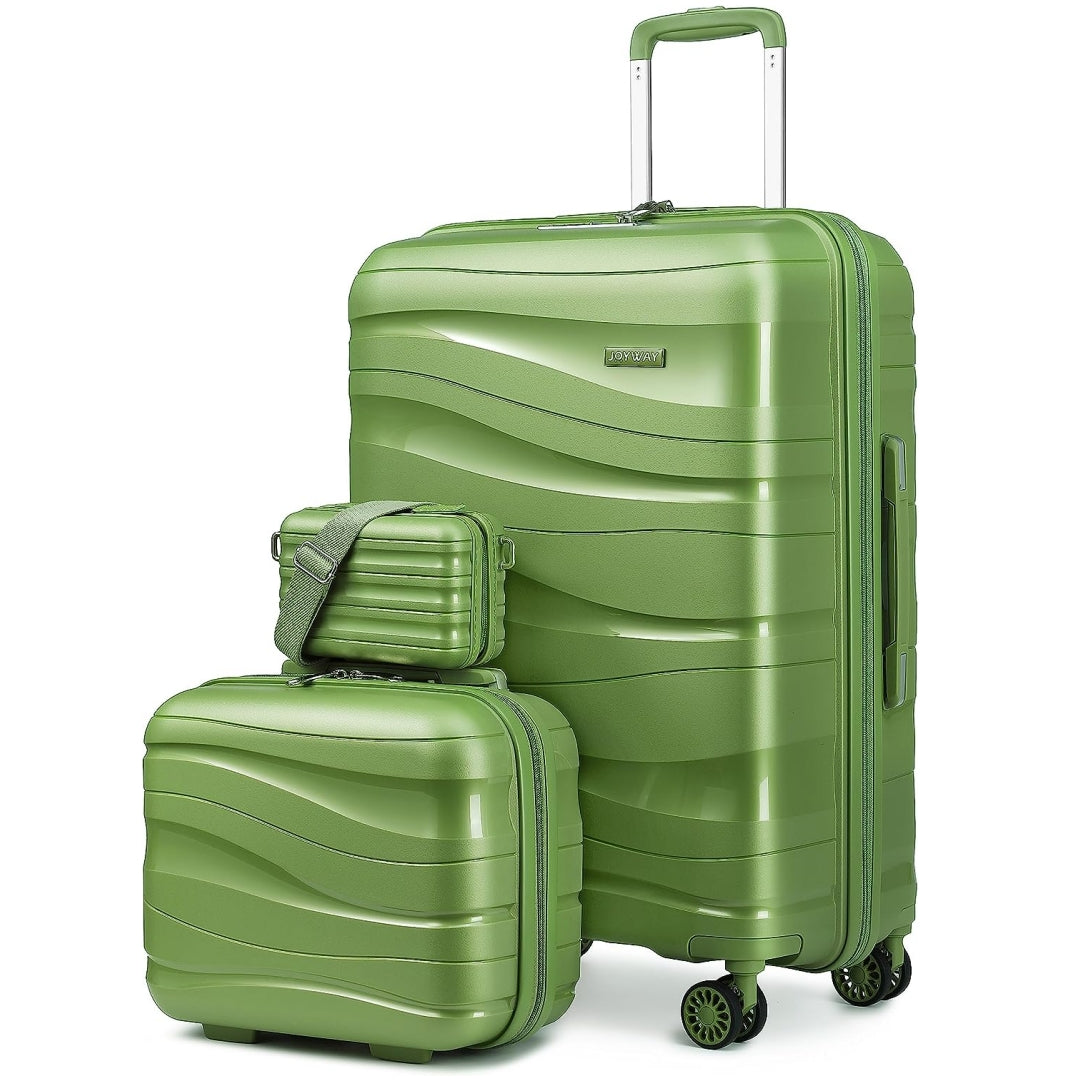 green 3 Pieces Set Luggage Carry on Luggage Set