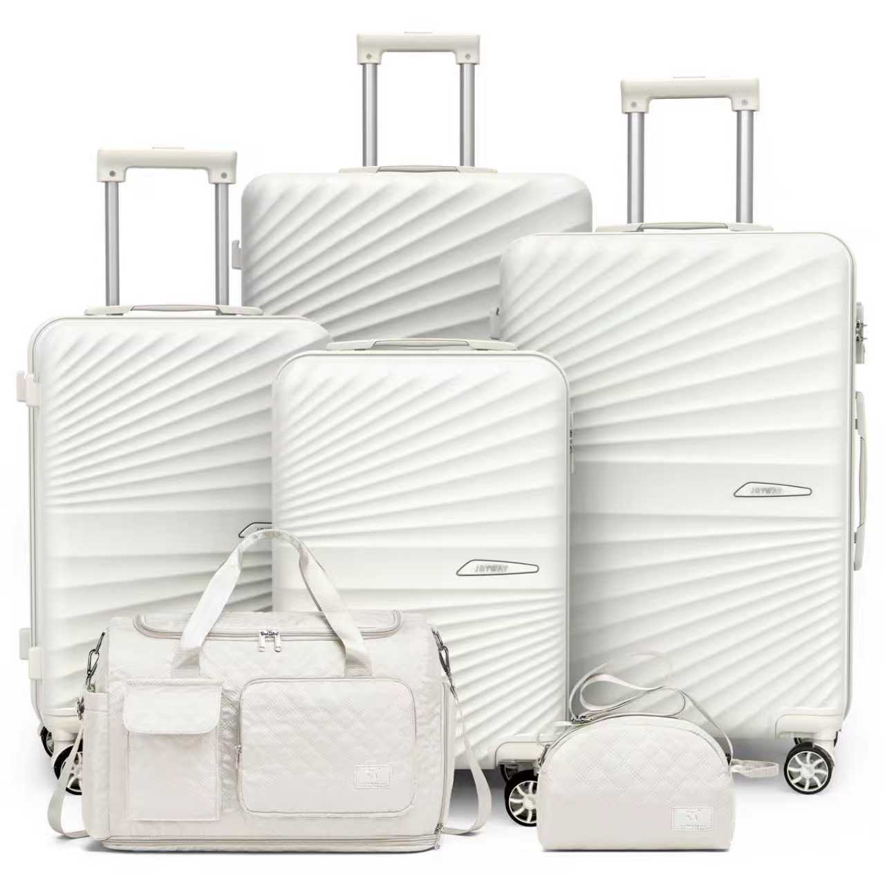 Joyway Luggage Set 6 Piece ABS Hardside Lightweight Suitcase with TSA Lock Spinner Wheels (18/20/24/28),Green-Brown