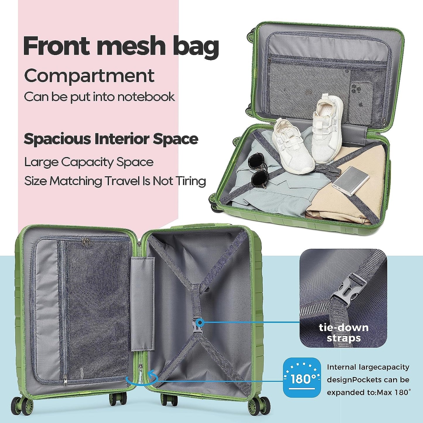 3 Pieces Luggage Set Expandable Hard Shell Luggage Set