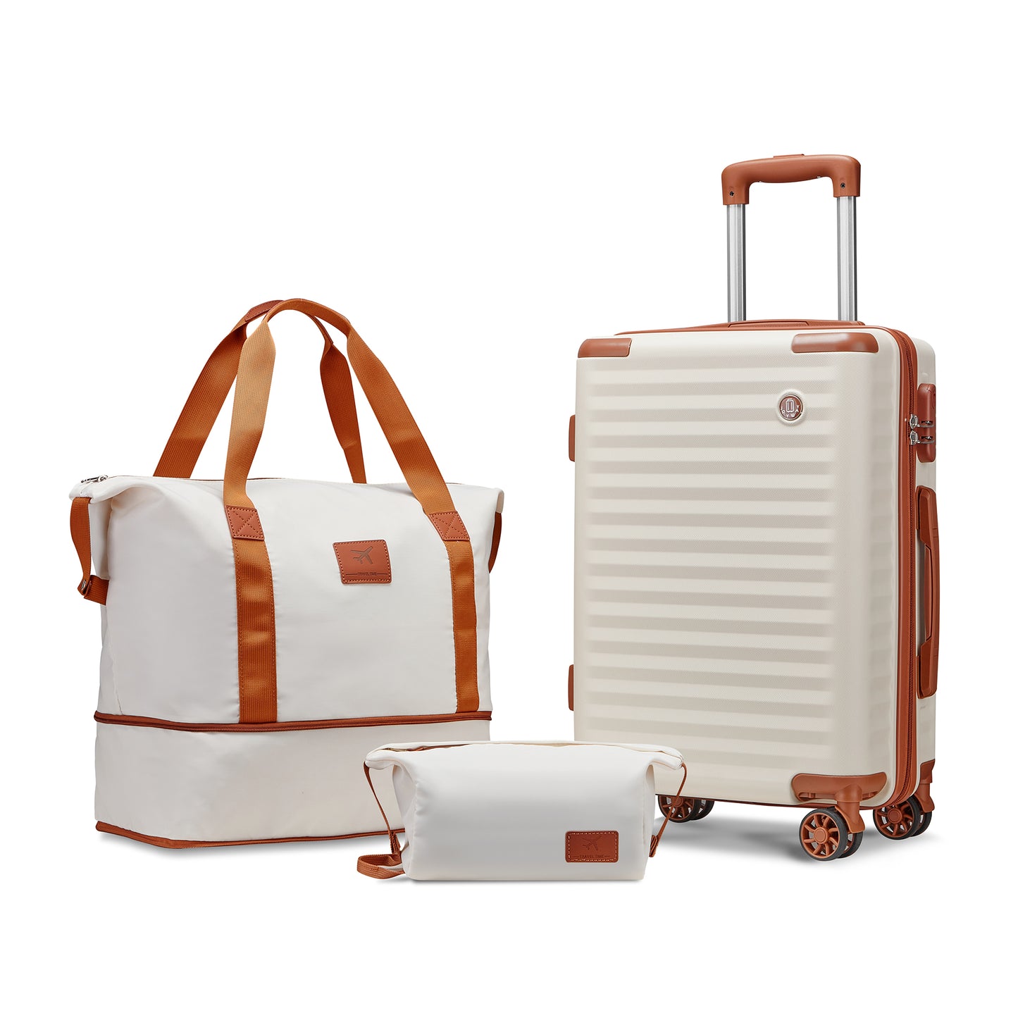 beige 20 INCH Carry on Luggage Suitcase Lightweight Hard Luggage TR012