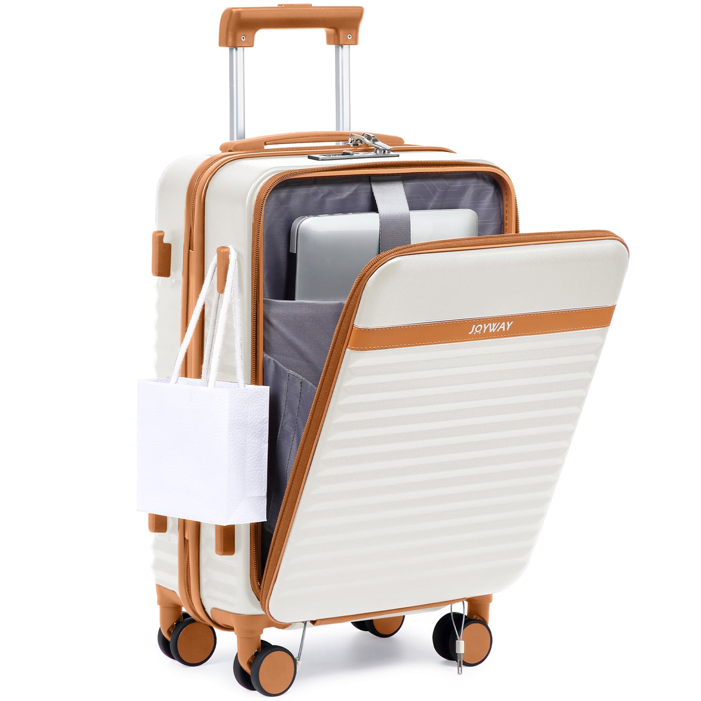 Joyway Front Opening Cover Carry-on Luggage Side Hooks TSA Lock Spinner Wheels YKK Zippers
