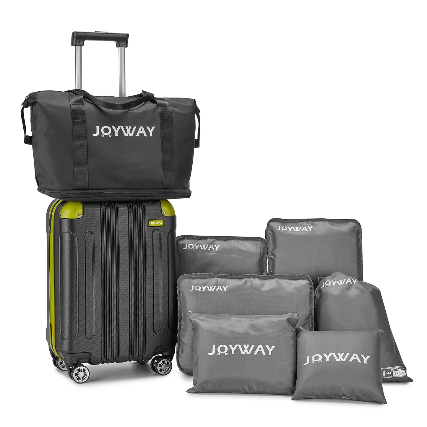 black green Expandable 7-Piece Suitcase For Travel Luggage Set