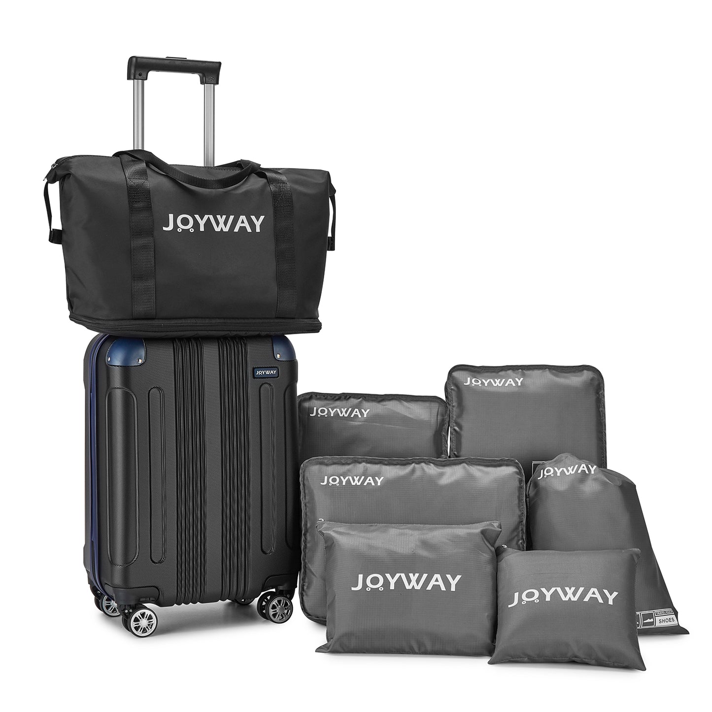 black blue Expandable 7-Piece Suitcase For Travel Luggage Set