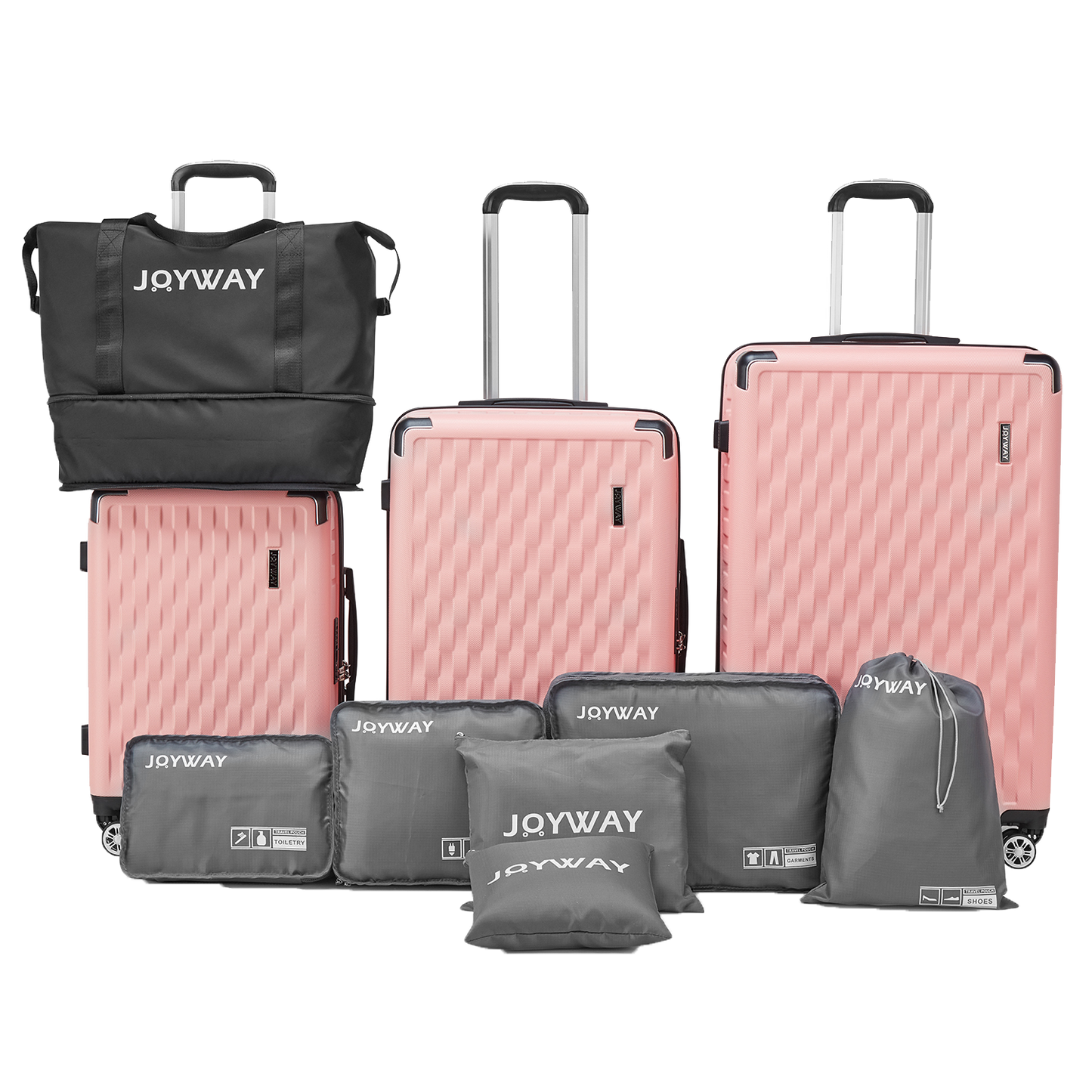 pink 10 Pieces Set Hard Shell Luggage Set