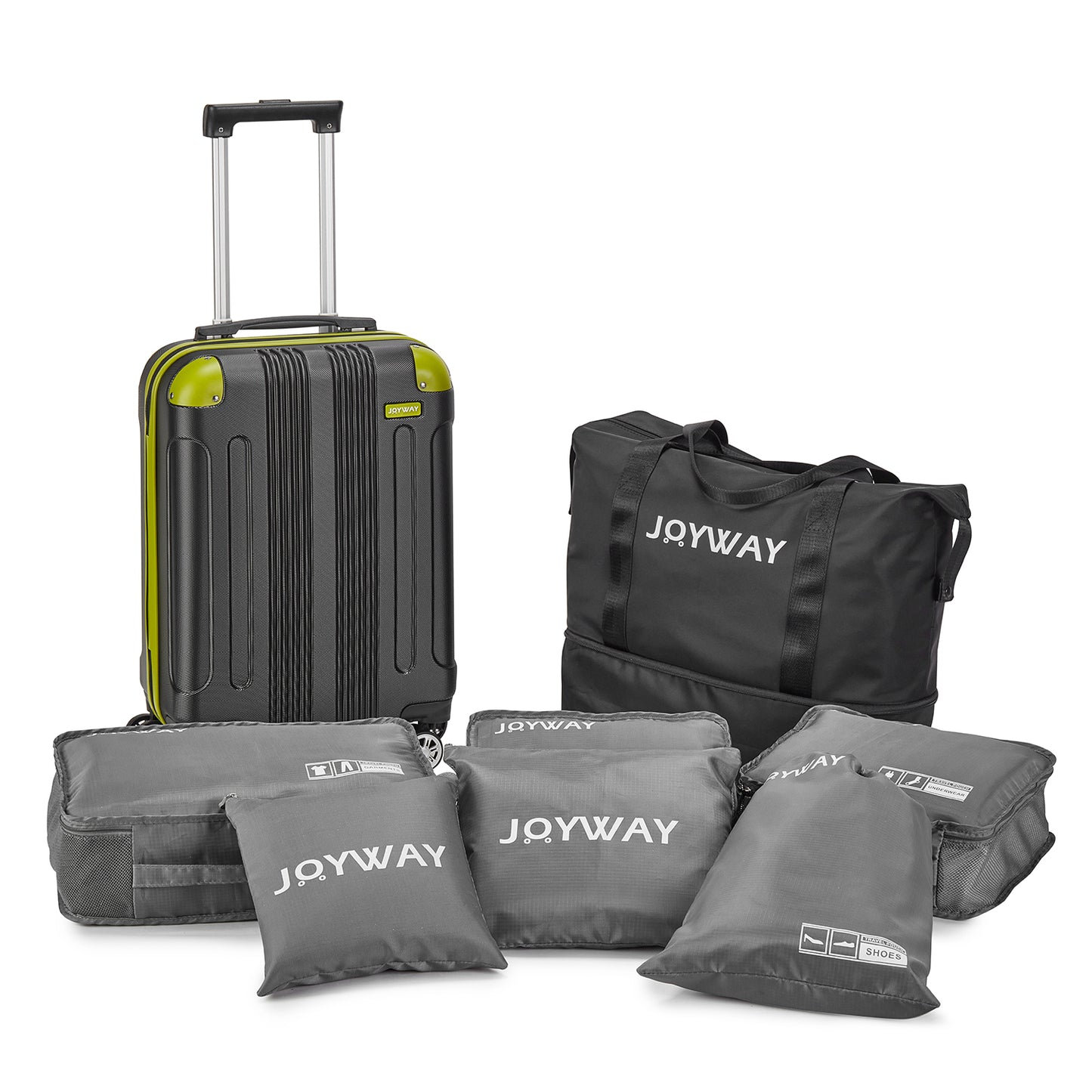 black green Expandable 7-Piece Suitcase For Travel Luggage Set