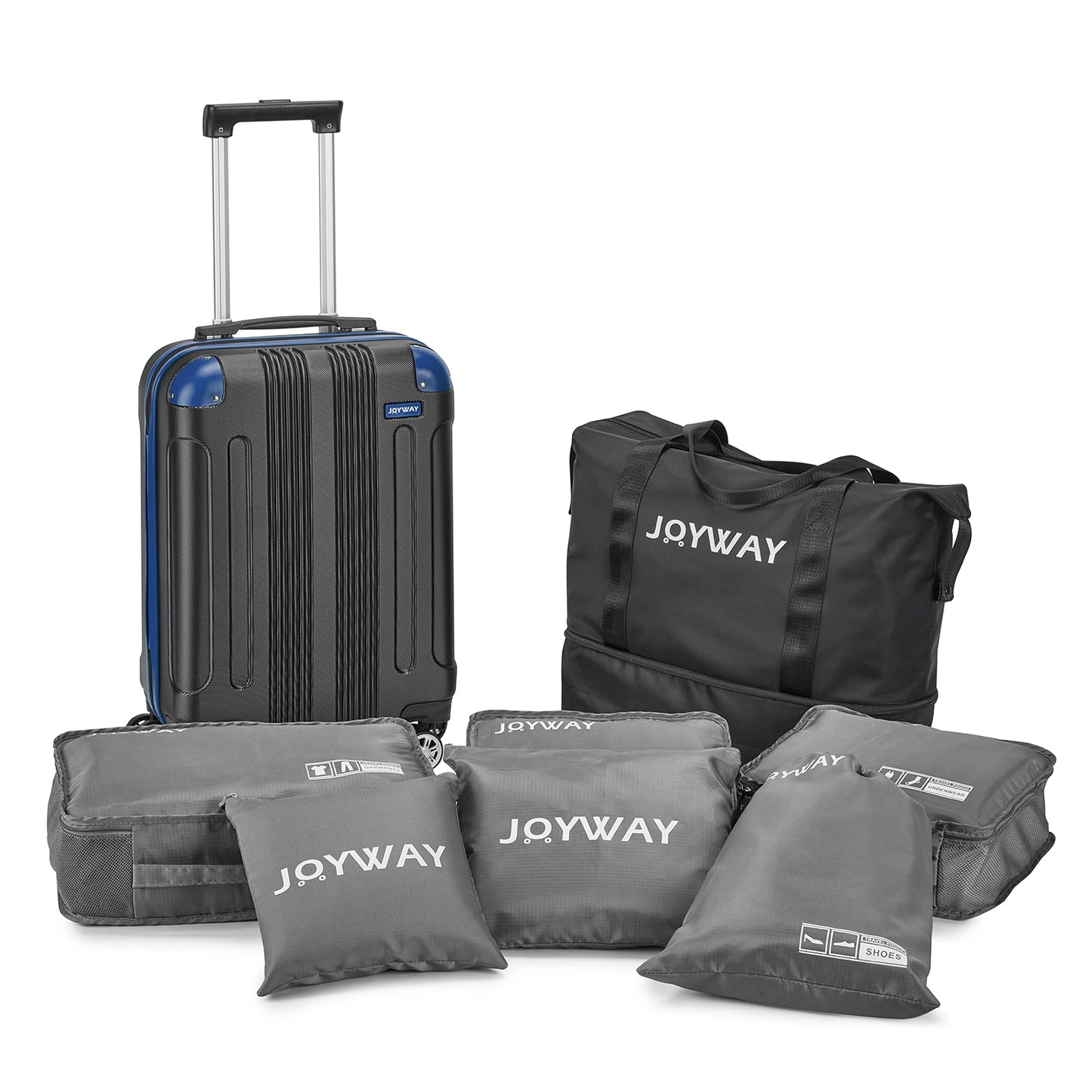 black blue Expandable 7-Piece Suitcase For Travel Luggage Set