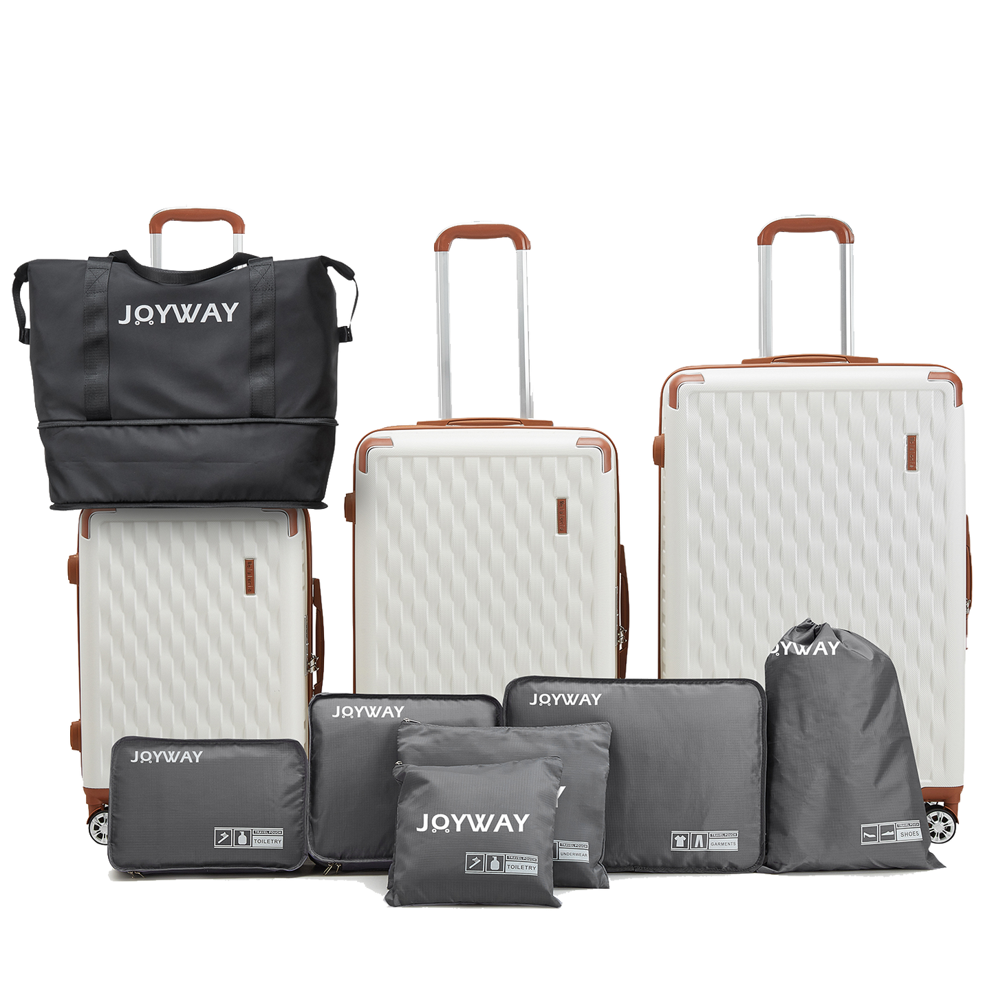 off white 10 Pieces Set Hard Shell Luggage Set