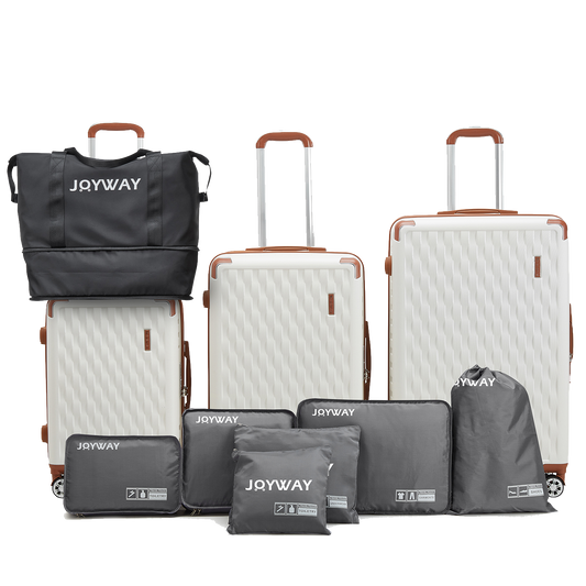 off white 10 Pieces Set Hard Shell Luggage Set