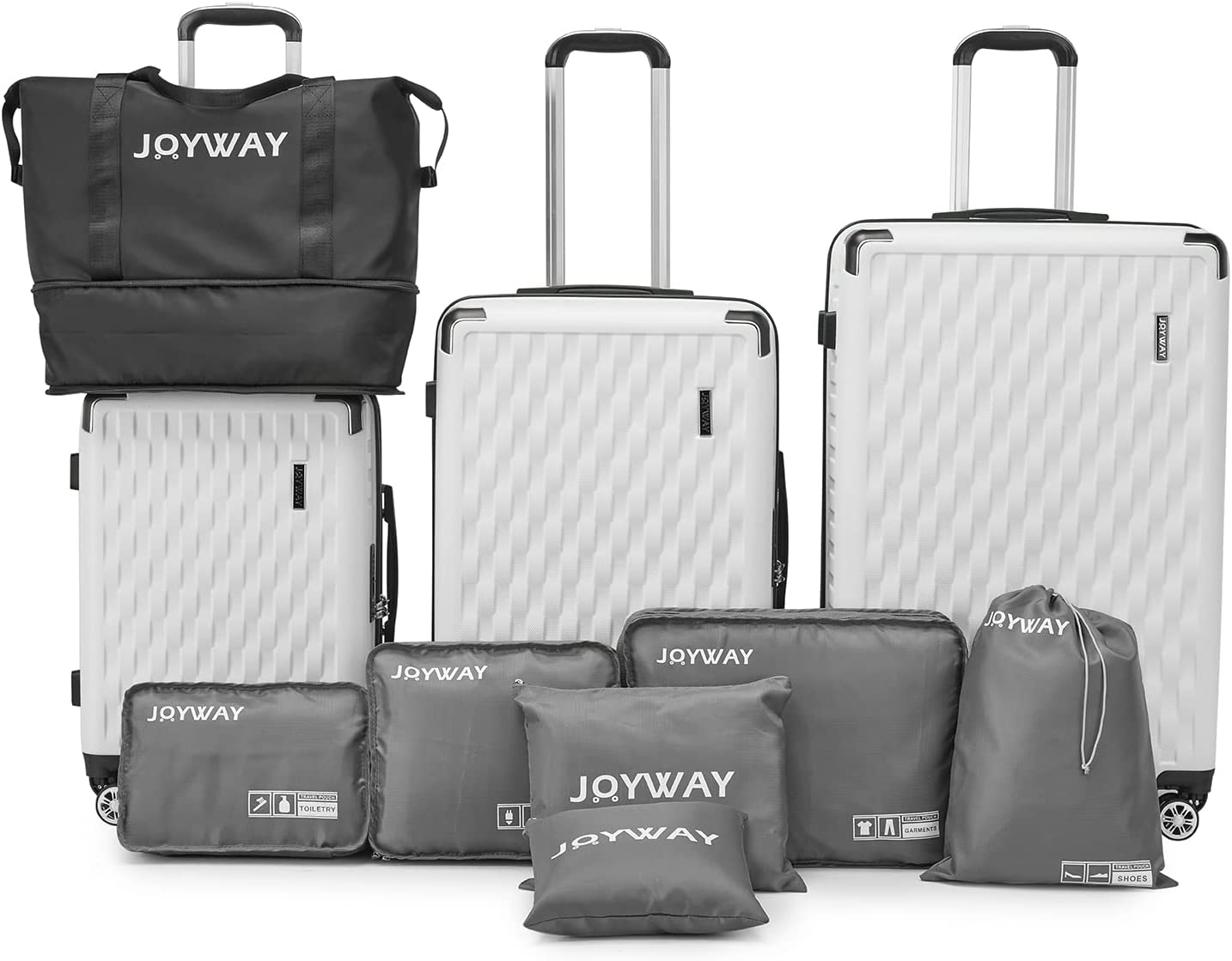 white 10 Pieces Set Hard Shell Luggage Set