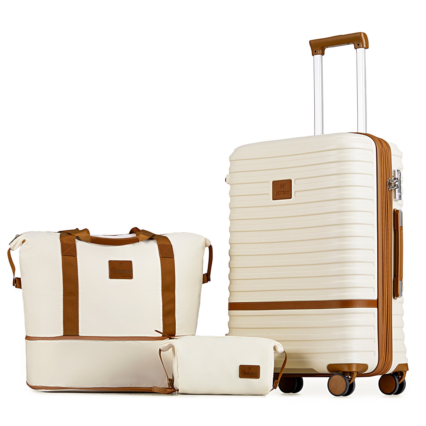 off white 9 Pieces Set Stripes Luggage Set Hard Shell Lightweight Luggage