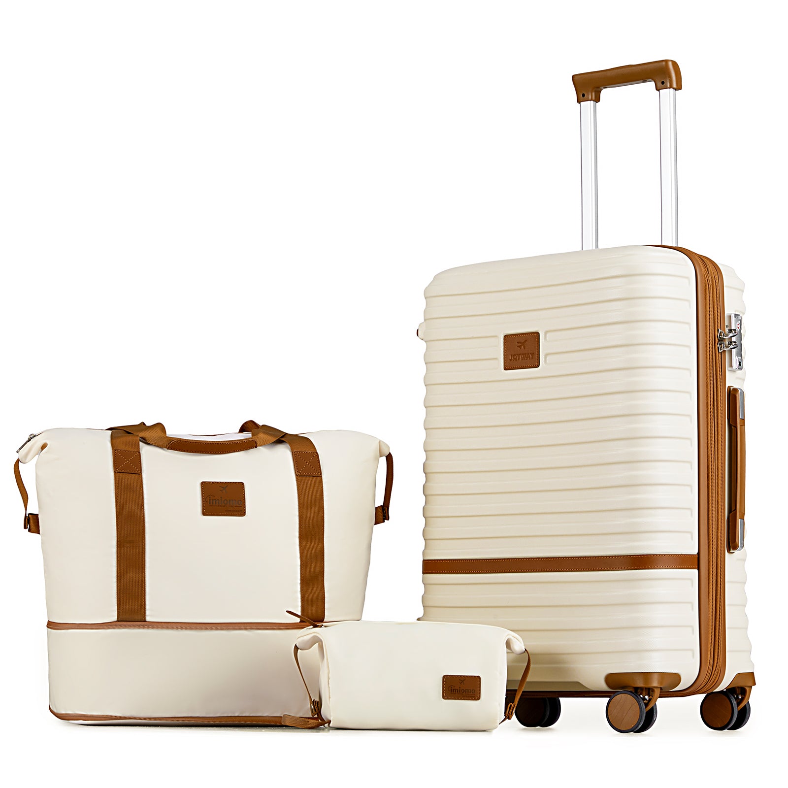 off white 9 Pieces Set Stripes Luggage Set Hard Shell Lightweight Luggage