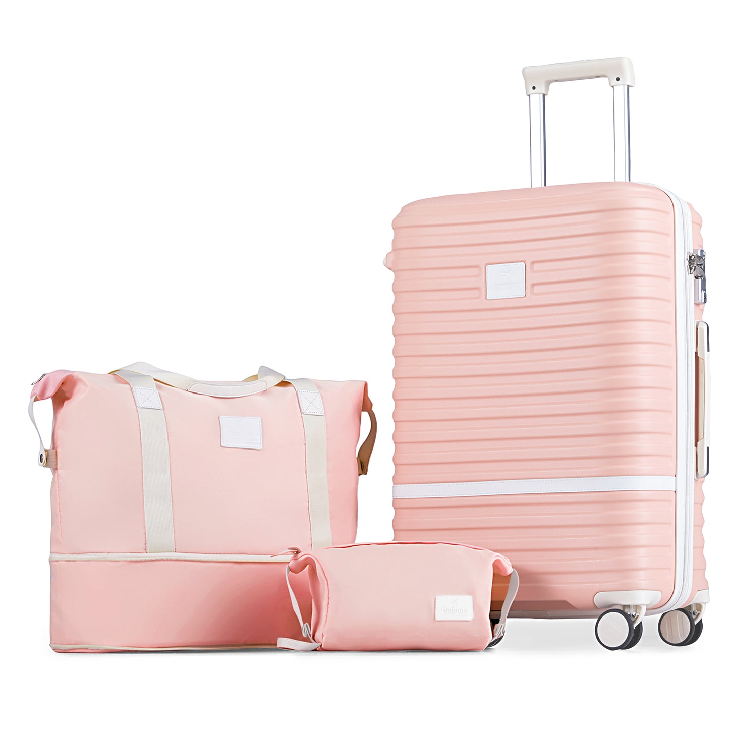 pink 9 Pieces Set Stripes Luggage Set Hard Shell Lightweight Luggage