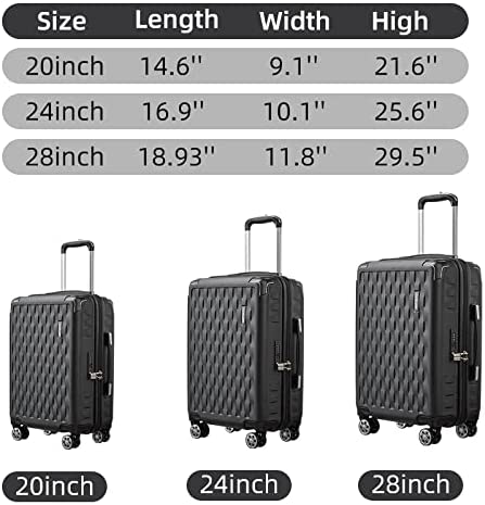 black 10 Pieces Set Hard Shell Luggage Set