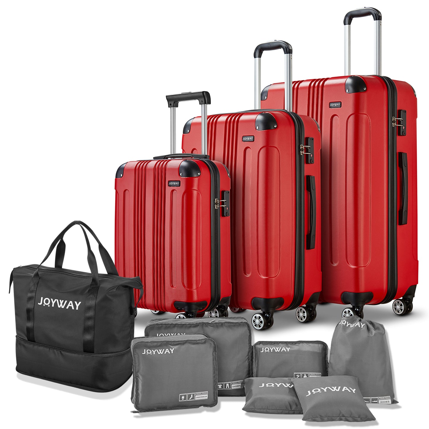 red Vertical Stripes Luggage 10 Pieces Set Luggage