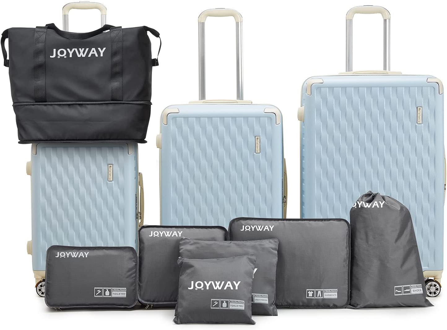 blue 10 Pieces Set Hard Shell Luggage Set