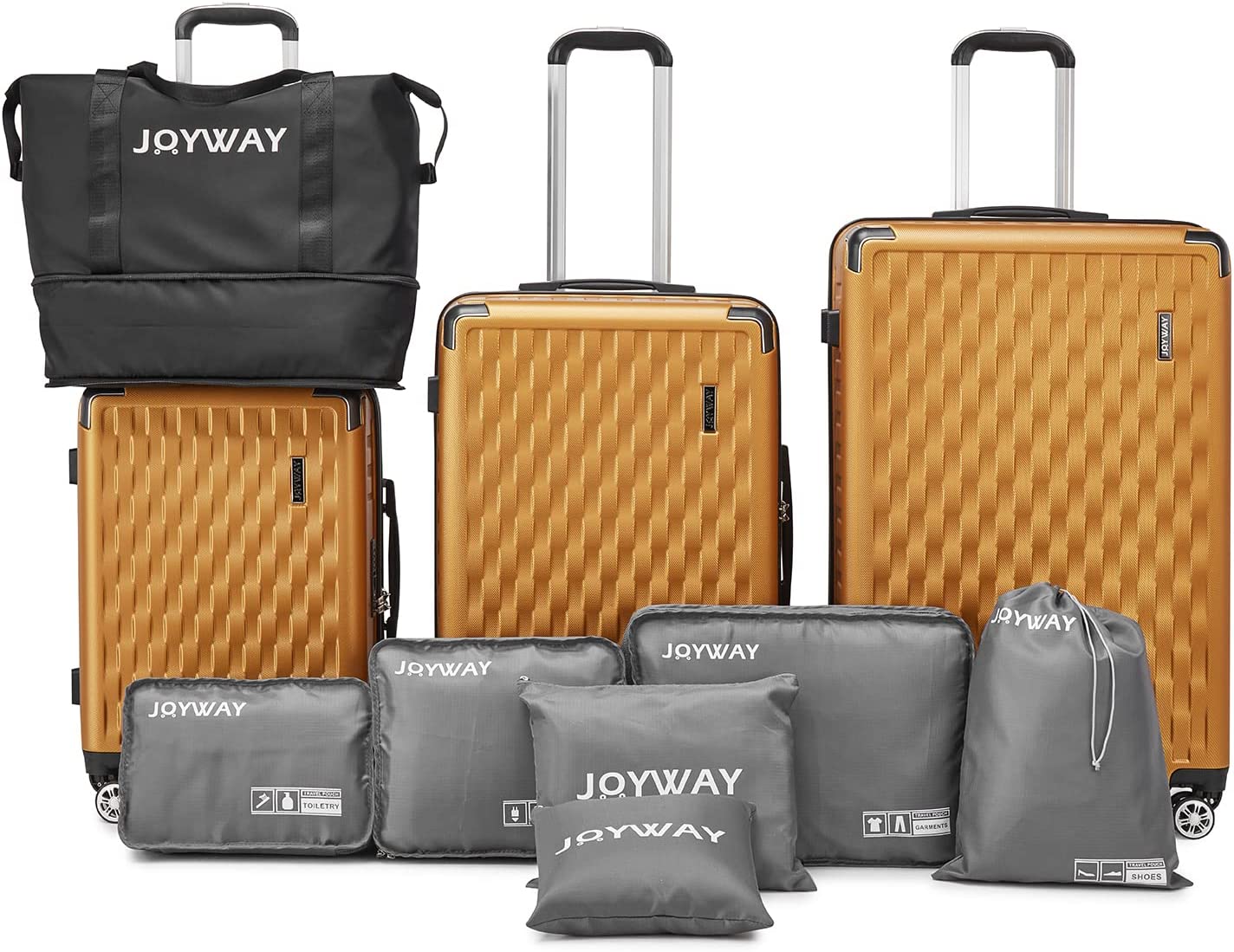 orange 10 Pieces Set Hard Shell Luggage Set
