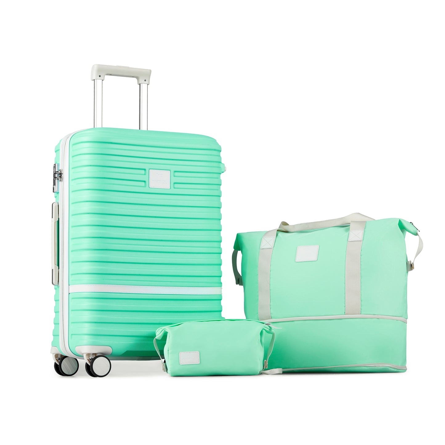 light green 9 Pieces Set Stripes Luggage Set Hard Shell Lightweight Luggage