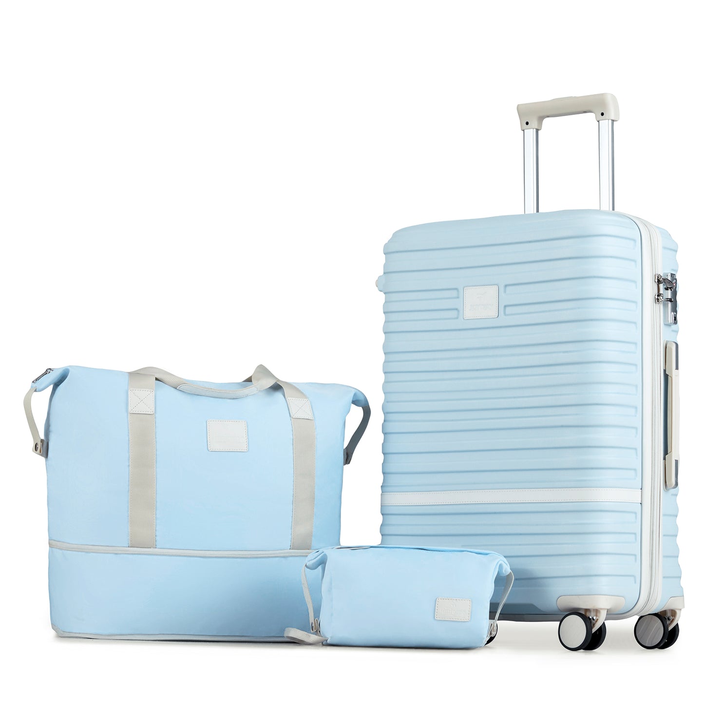 sky blue 9 Pieces Set Stripes Luggage Set Hard Shell Lightweight Luggage