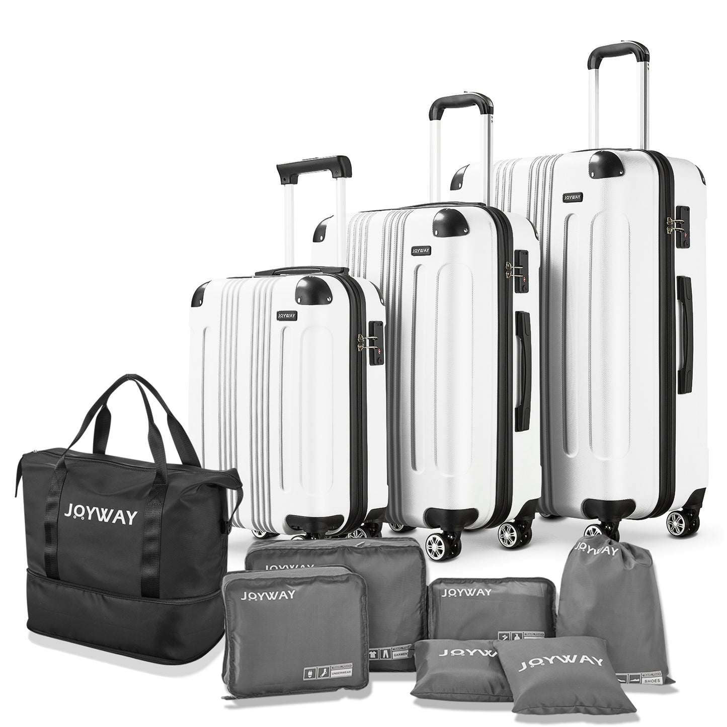 white Vertical Stripes Luggage 10 Pieces Set Luggage
