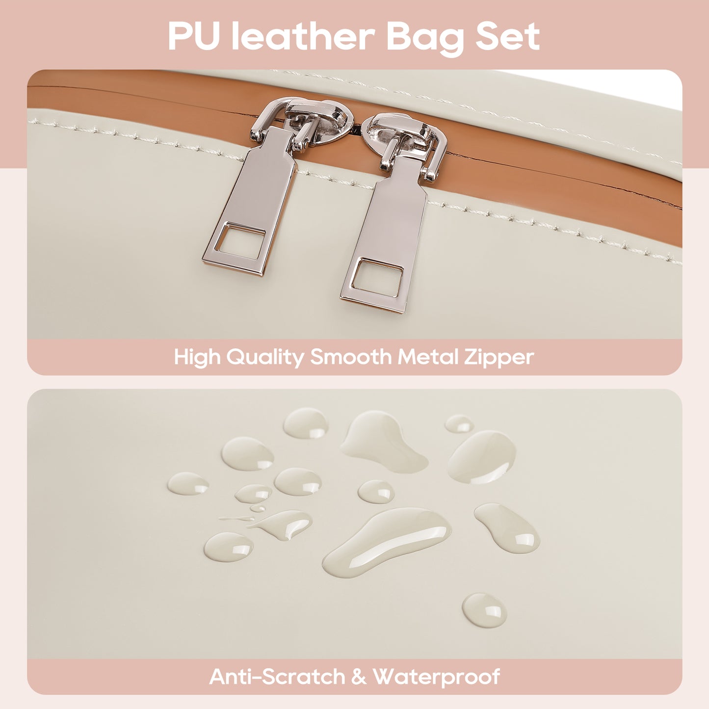 Ten-piece PU leather bag set, including a toiletry bag set (9 bags + 3 matching shoulder straps)