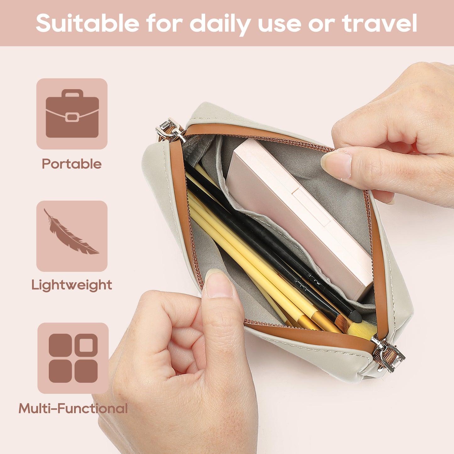 Ten-piece PU leather bag set, including a toiletry bag set (9 bags + 3 matching shoulder straps)